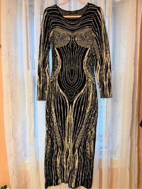 akira black lace dress Akira | Black Sheer Lace Maxi Dress With Sash-Detail